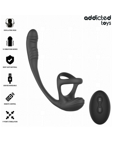 ADDICTED TOYS PLUG ANAL VIBRACION Y WAVING 360º Y ESTIMULADOR TESTICULOS