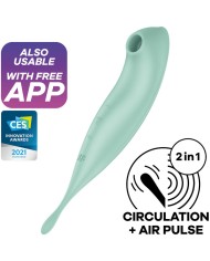 SATISFYER TWIRLING PRO AIR PULSE STIMULATOR VIBRATOR APP GREEN