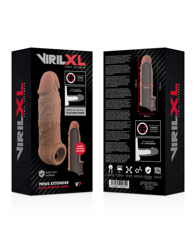 VIRILXL EXTENSION DE PENE LIQUID SILICONE V7 MARRON