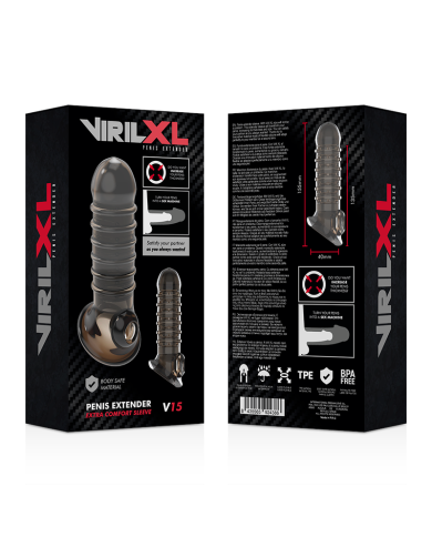 VIRILXL EXTENSION Y FUNDA DE PENE V15 NEGRO