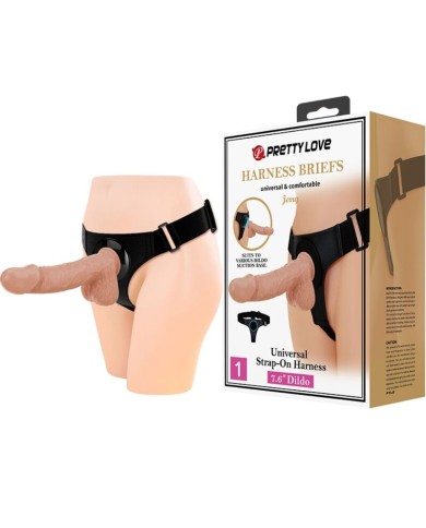 PRETTY LOVE HARNESS BRIEFS ARNES UNIVERSAL CON DILDO JERRY 218 CM NATURAL