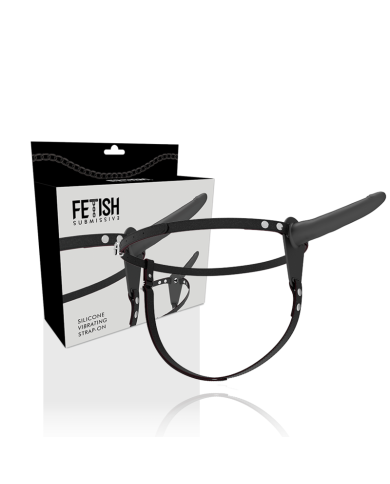 FETISH SUBMISSIVE HARNESS VIBRADOR SILICONA NEGRO 15 CM