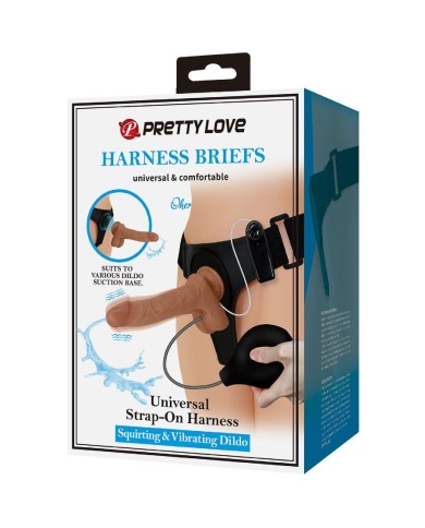 PRETTY LOVE HARNESS BRIEFS UNIVERSAL CON DILDO VIBRACION Y SQUIRTING 155 CM MULATO PRETTY LOVE HARNESS BRIEFS UNIVERSAL CON DILDO VIBRACION Y SQUIRTING 155 CM MULATO