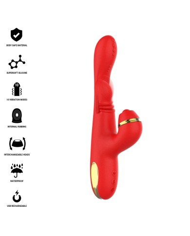 INTENSE KATY ESTIMULADOR CLITORIS MULTIFUNCION 4 CABEZALES INTERCAMBIABLES ROJO