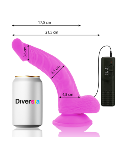 DIVERSIA DILDO REALISTICO FLEXIBLE CON VIBRACION LILA 215 CM O 45 CM DIVERSIA DILDO REALISTICO FLEXIBLE CON VIBRACION LILA 215 CM O 45 CM